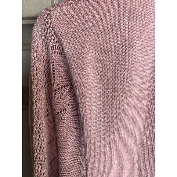 SIENNA SAGE Womens Dusty Rose Open Front Cardigan Sweater SzL Pre-Owned - Picture 6 of 10